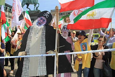 Demonstration in Schweden gegen Zarif